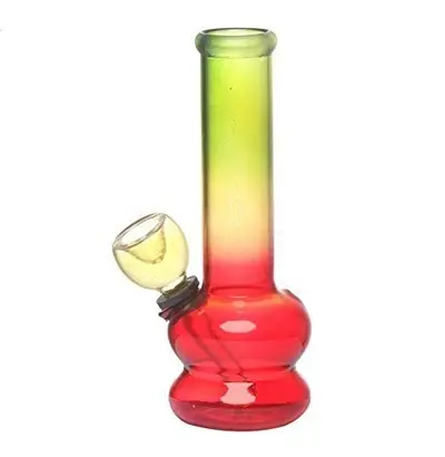 Moksha Bongs 5.5 Inch Tall Glass Water Pipe Bong, Portable Hookah, Smoking Pipe (Rasta Color)1