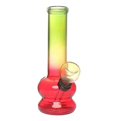 Moksha Bongs 5.5 Inch Tall Glass Water Pipe Bong, Portable Hookah, Smoking Pipe (Rasta Color)3
