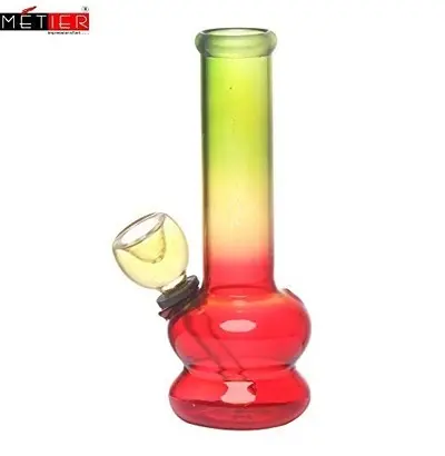 Moksha Bongs 5.5 Inch Tall Glass Water Pipe Bong, Portable Hookah, Smoking Pipe (Rasta Color)4