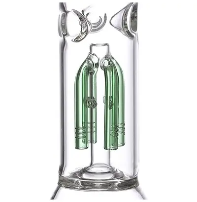 Moksha Bongs Presents 14 Inch Tall Glass 4 Leg Tree Percolator Ice Bong, Hookah (Green)2