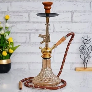 New Premium D Base Style Red Golden Gun Hookah Set (19 Inches)