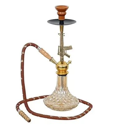 New Premium D Base Style Red Golden Gun Hookah Set (19 Inches)2