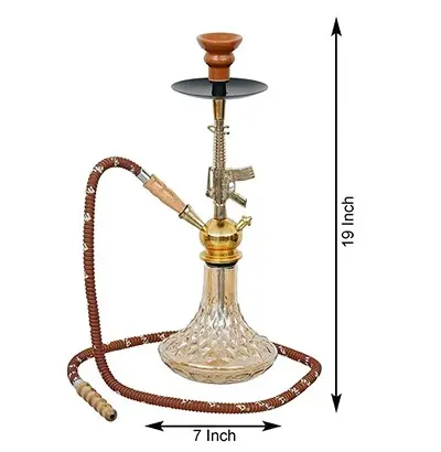 New Premium D Base Style Red Golden Gun Hookah Set (19 Inches)3