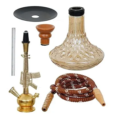 New Premium D Base Style Red Golden Gun Hookah Set (19 Inches)4