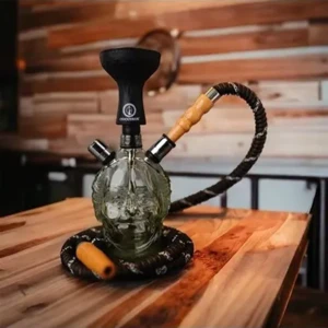 Old Monk 800 Gram Hookah Shisha Pot (Clear) 8.5 inch Glass Hookah With Silicon Chillum, Hose & Tong1