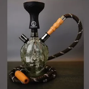 Old Monk 800 Gram Hookah Shisha Pot (Clear) 8.5 inch Glass Hookah With Silicon Chillum, Hose & Tong