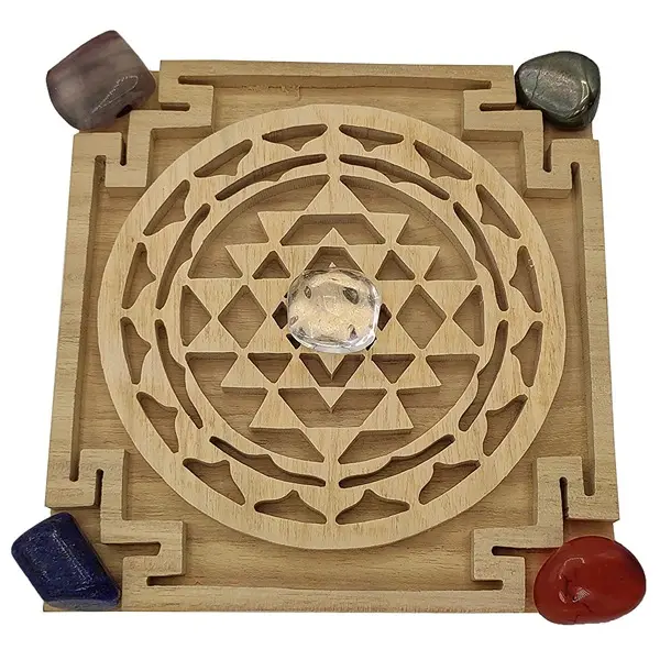 Plus Value Crystal Vastu Grid on Shri Yantra Plate (5 x 5 inch, Multicolour)1 PovTaka
