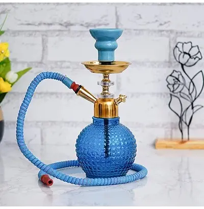 Premium Designer Sky Blue Bombino Style Hookah Set (12 Inches)1