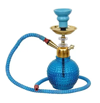 Premium Designer Sky Blue Bombino Style Hookah Set (12 Inches)2