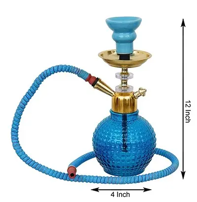 Premium Designer Sky Blue Bombino Style Hookah Set (12 Inches)3