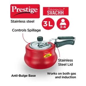 Prestige Svachh, 3 L, Nakshatra Duo Red Handi, with deep lid for Spillage Control