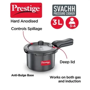 Prestige Svachh 3 Litre Pressure Cooker with Hard Anodized Body (Black)