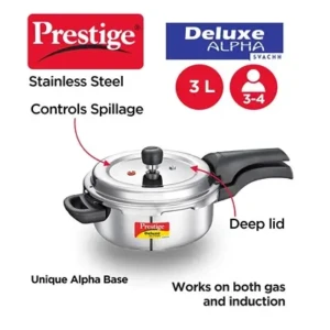 Prestige Svachh Deluxe Alpha 3.0 Litre Stainless Steel Pressure Cooker