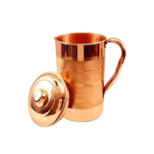 Pure Copper Handcrafted Water Storage 2 L Jug with a Lid for Daily Use