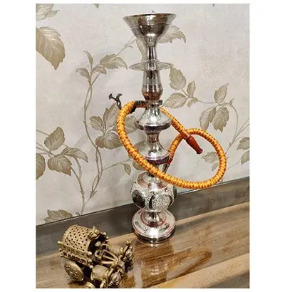 Pure Metal and Brass Work Hand Engraved Meenakari Work Hookah Set Silver Color 1