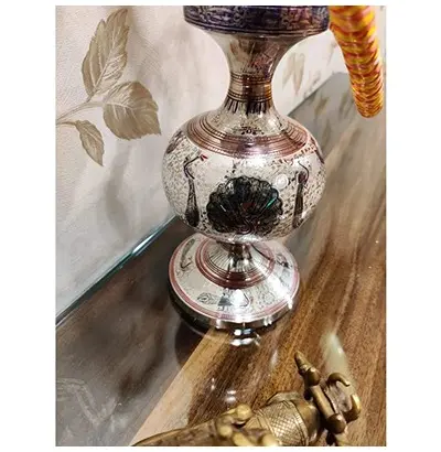Pure Metal and Brass Work Hand Engraved Meenakari Work Hookah Set Silver Color 5