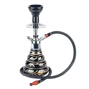 Refreshing Round Base 38.1cm Glass Hookah Set (Black)1