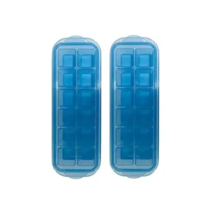 Small POP-UP Ice Cube Tray with Flexible Silicon Bottom and Lid, 12 Cube Trays (Multicolor - Pack of 2)1