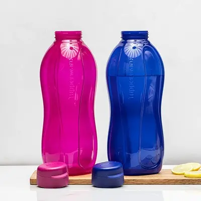 Tupperware Aquasafe Eco Plastic Bottle, 2L, Set of 2, Purple, color may vary1