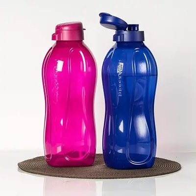 Tupperware Aquasafe Eco Plastic Bottle, 2L, Set of 2, Purple, color may vary5