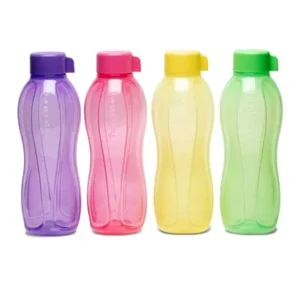Tupperware Aquasafe Plastic Bottle, 1000ml, Set of 4, Pink, Green, Yellow, Purple1