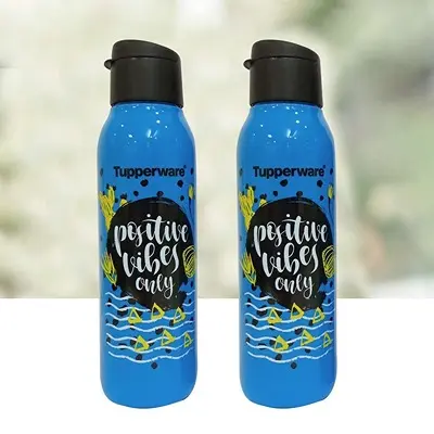 Tupperware Cool n Chic Plastic Bottle, 750 ml, Set of 2, Blue & Black2