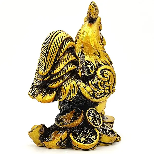 Vastu Feng Shui Rooster Statue on Coins for Good Fortune3 PovTaka