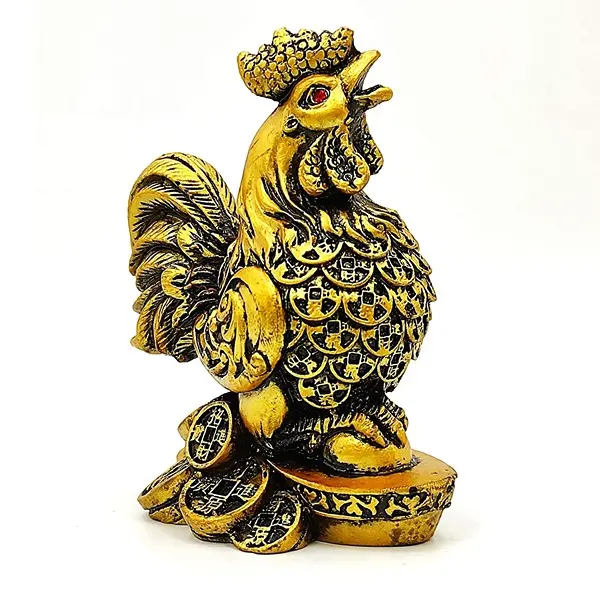 Vastu Feng Shui Rooster Statue on Coins for Good Fortune4 PovTaka