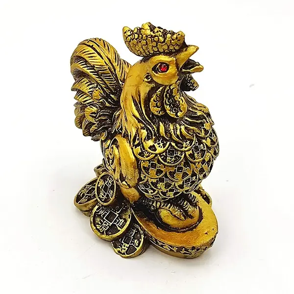 Vastu Feng Shui Rooster Statue on Coins for Good Fortune6 PovTaka