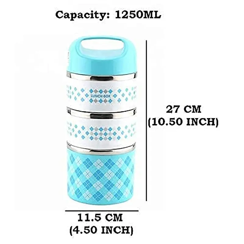 3 Layer Stainless Steel Homio Premium Lunch Box Set, Lunch Box 5