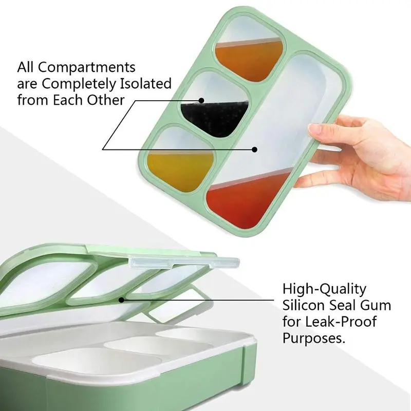 4 Compartment BPA Free Leak Proof Designed Plastic Lunch Box Tiffin Box 1000ml capacity5
