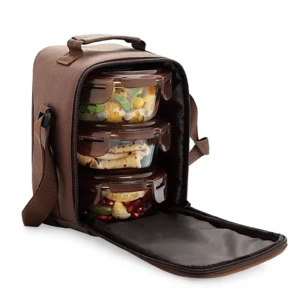 Cello Seal O Fresh Round Borosilicate Microwavable Glass Lunch Box, Brown, 350 ml Each, Set of 3