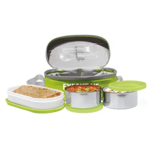 MILTON Executive Stainless Steel Insulated Lunch Tiffin Box ( Green ) - Set of 3 1