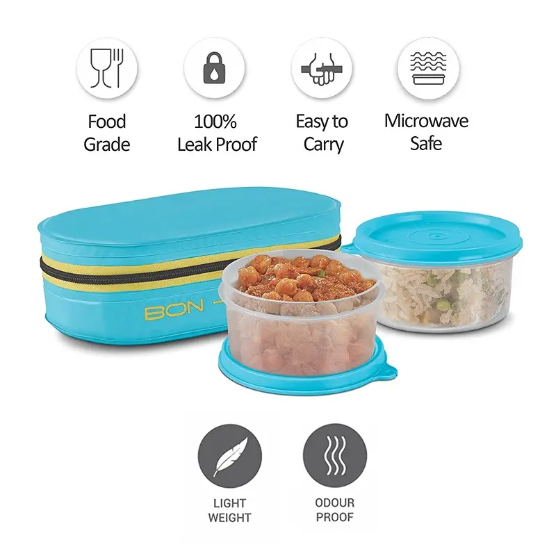 Milton New Bon Bon Lunch Box with 2 Leak-Proof containers ( Cyan )3
