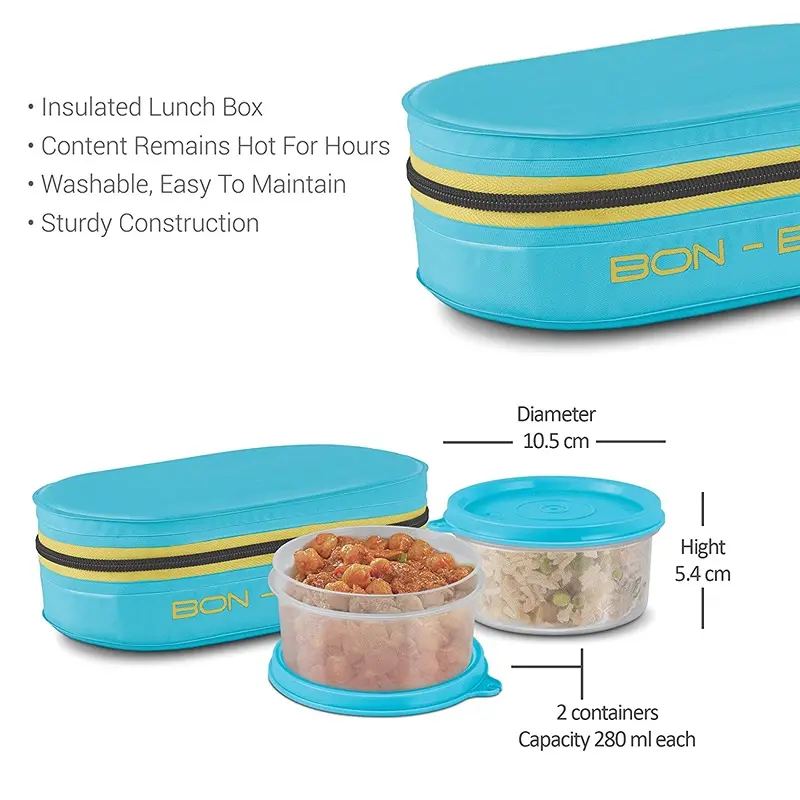 Milton New Bon Bon Lunch Box with 2 Leak-Proof containers ( Cyan )4