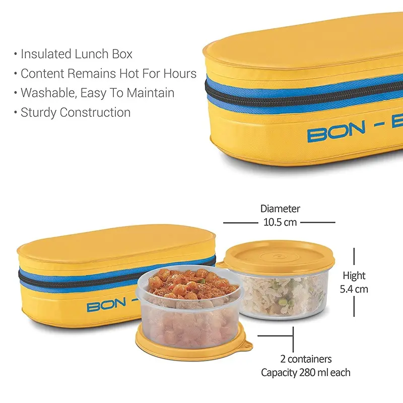 Milton New Bon Bon Lunch Box with 2 Leak-Proof containers ( Yellow )4