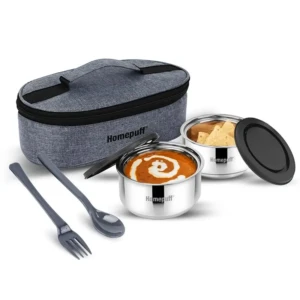 Set of 2 Stainless Steel Insulated Lunch Box for School and Office, Spill Proof Tiffin for Men & Women1