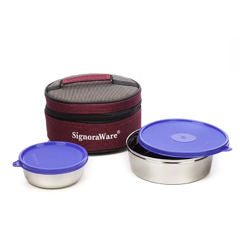 SignoraWare Classic Stainless Steel Lunch Box, 2-Pieces, Blue3