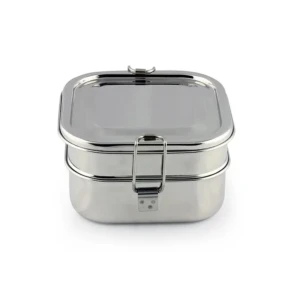 Square Tiffin Lunch Box Steel Lunch Box Stainless Steel Box 14 cm (2 tier) Steel Lunch Boxes for Kids1