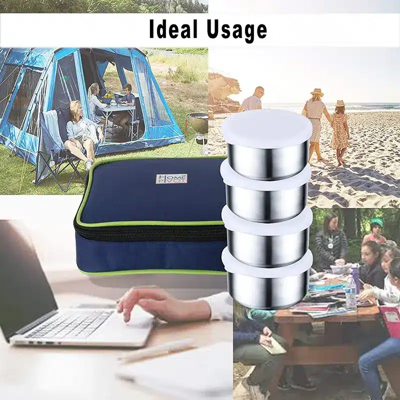 Stainless Steel Lunch Box Set - Twinpack Series 4 Containers (300ml Each) 2