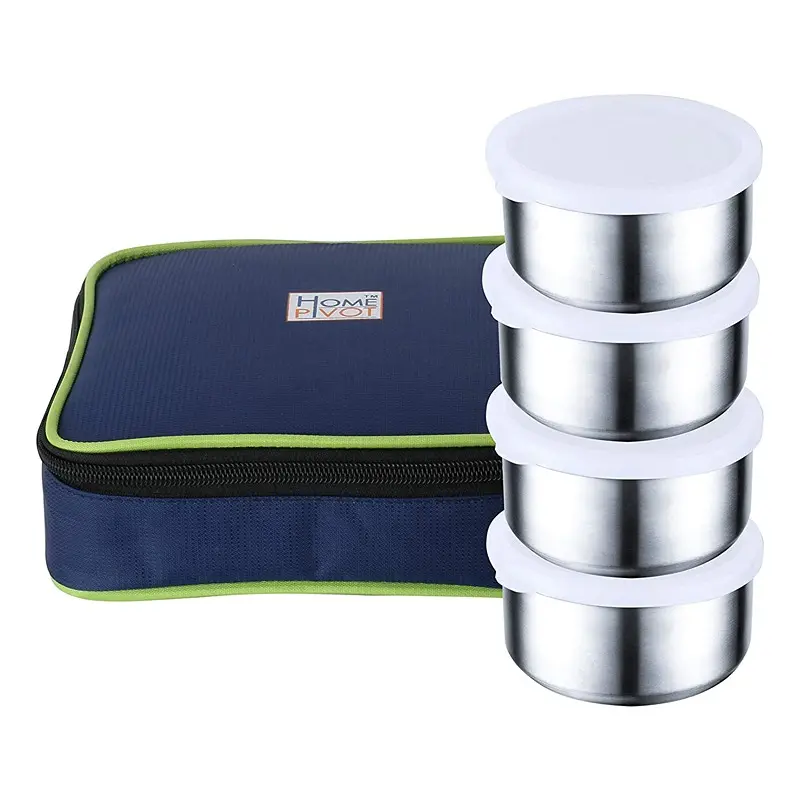 Stainless Steel Lunch Box Set - Twinpack Series 4 Containers (300ml Each) 4